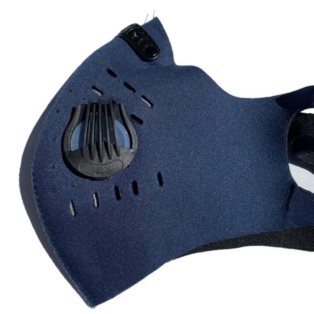 Face mask one size fits all blue and black dust shield sports mask